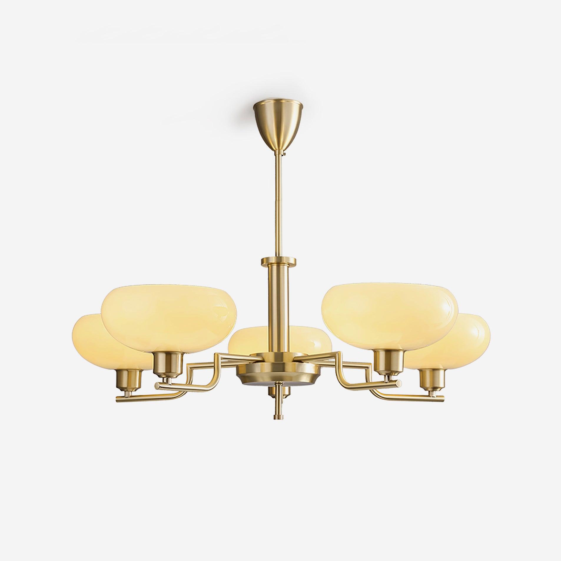 3-Light Opal Glass Globe Chandelier With Brass Frame