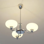 3-Light Opal Glass Globe Chandelier With Brass Frame