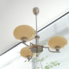 3-Light Opal Glass Globe Chandelier With Brass Frame