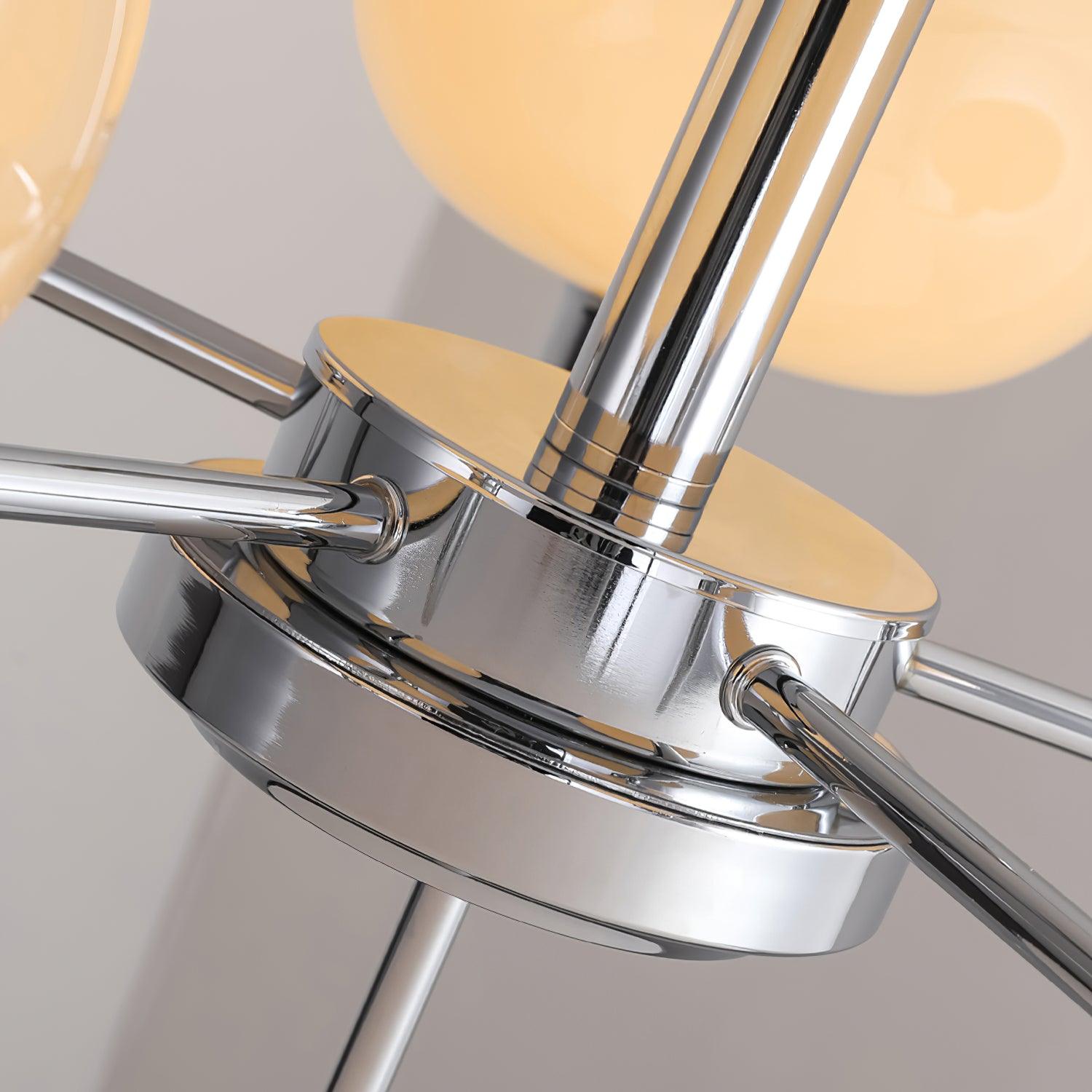 3-Light Opal Glass Globe Chandelier With Brass Frame