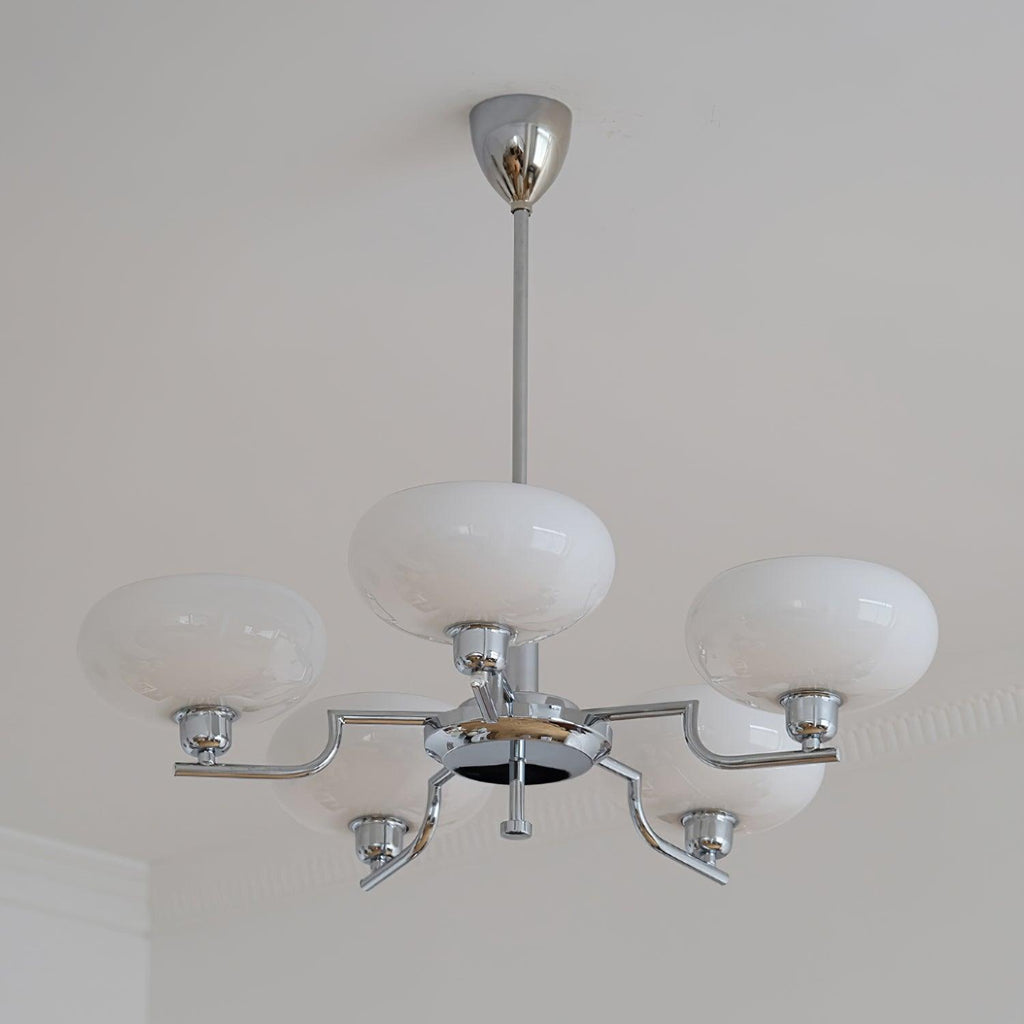 3-Light Opal Glass Globe Chandelier With Brass Frame