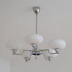 3-Light Opal Glass Globe Chandelier With Brass Frame