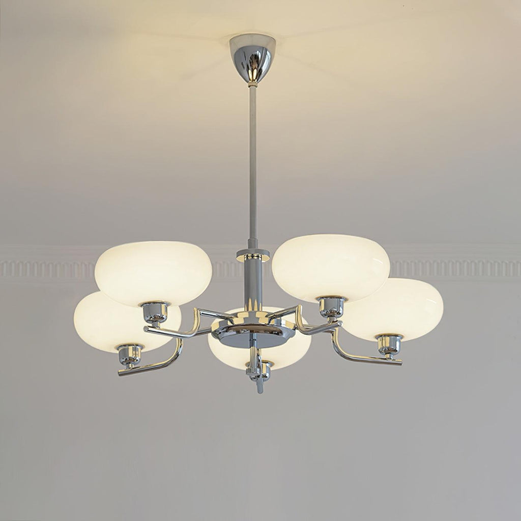 3-Light Opal Glass Globe Chandelier With Brass Frame