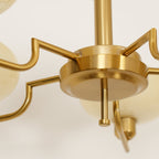 3-Light Opal Glass Globe Chandelier With Brass Frame