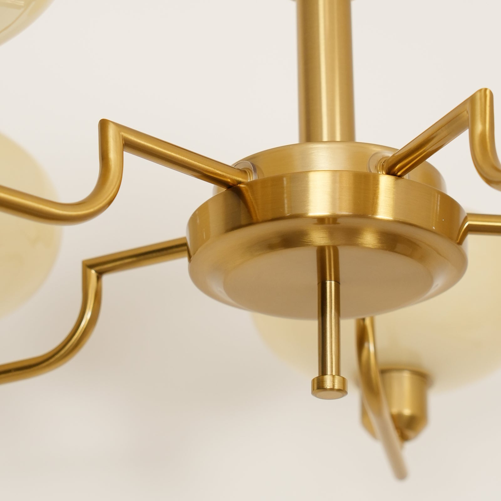 3-Light Opal Glass Globe Chandelier With Brass Frame