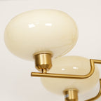 3-Light Opal Glass Globe Chandelier With Brass Frame