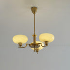 3-Light Opal Glass Globe Chandelier With Brass Frame