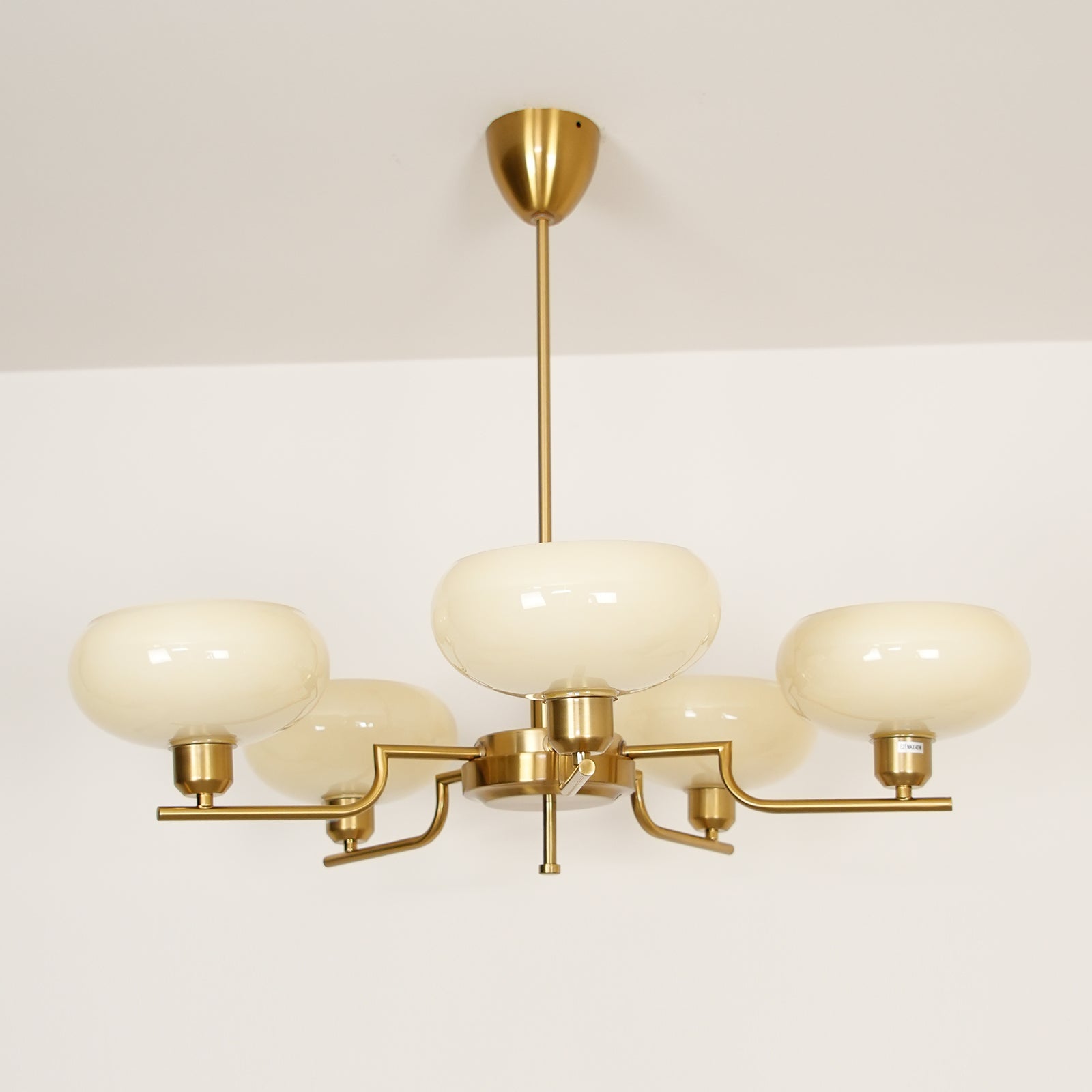 3-Light Opal Glass Globe Chandelier With Brass Frame