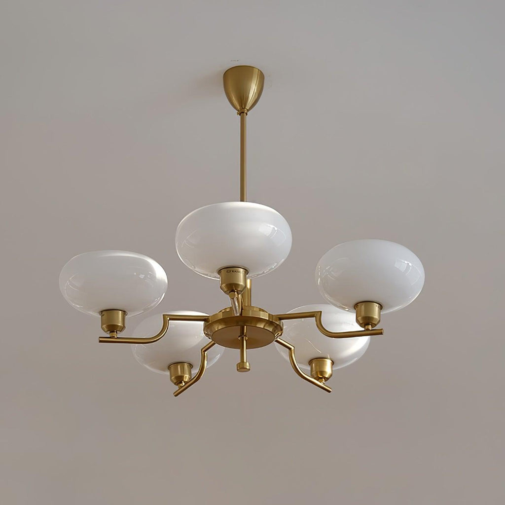 3-Light Opal Glass Globe Chandelier With Brass Frame