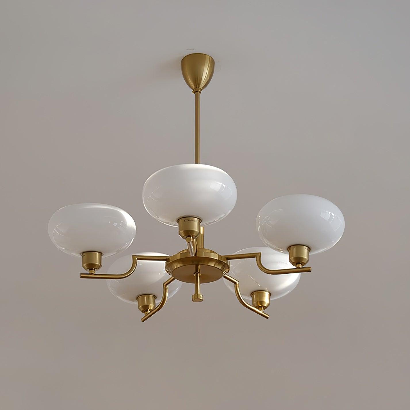 3-Light Opal Glass Globe Chandelier With Brass Frame