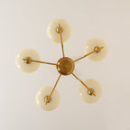 3-Light Opal Glass Globe Chandelier With Brass Frame
