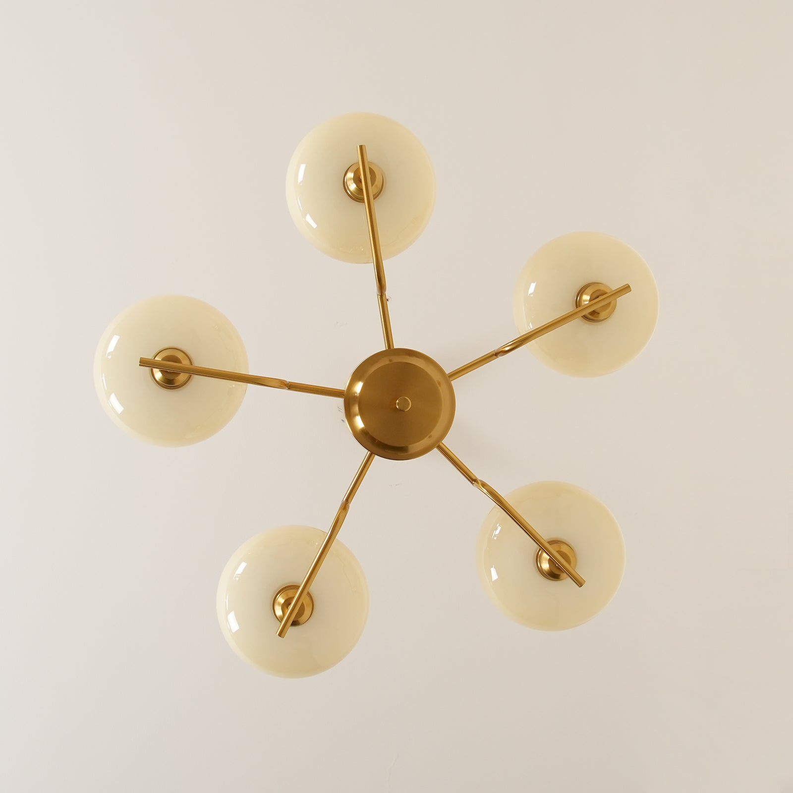 3-Light Opal Glass Globe Chandelier With Brass Frame