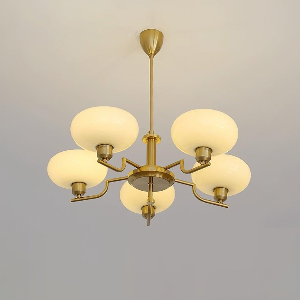 3-Light Opal Glass Globe Chandelier With Brass Frame