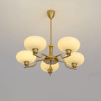 3-Light Opal Glass Globe Chandelier With Brass Frame