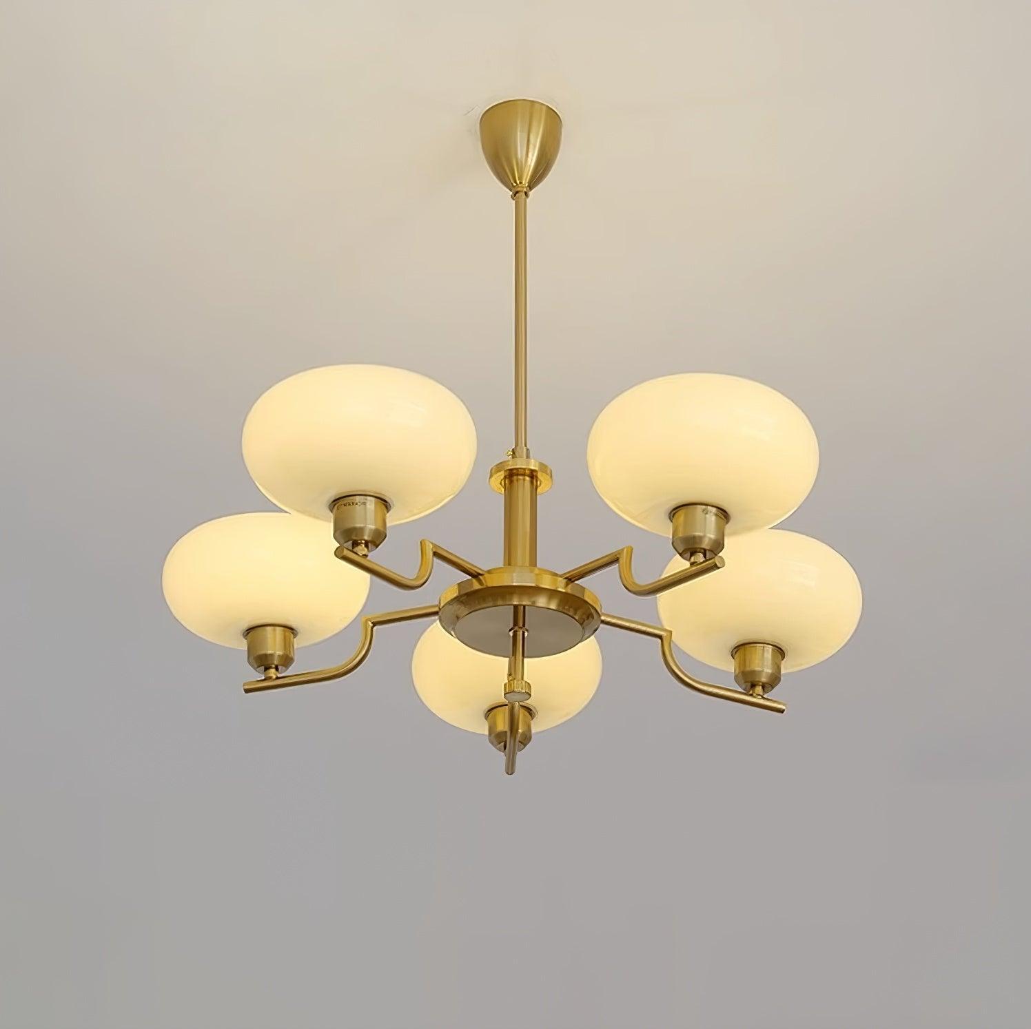 3-Light Opal Glass Globe Chandelier With Brass Frame