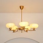 3-Light Opal Glass Globe Chandelier With Brass Frame