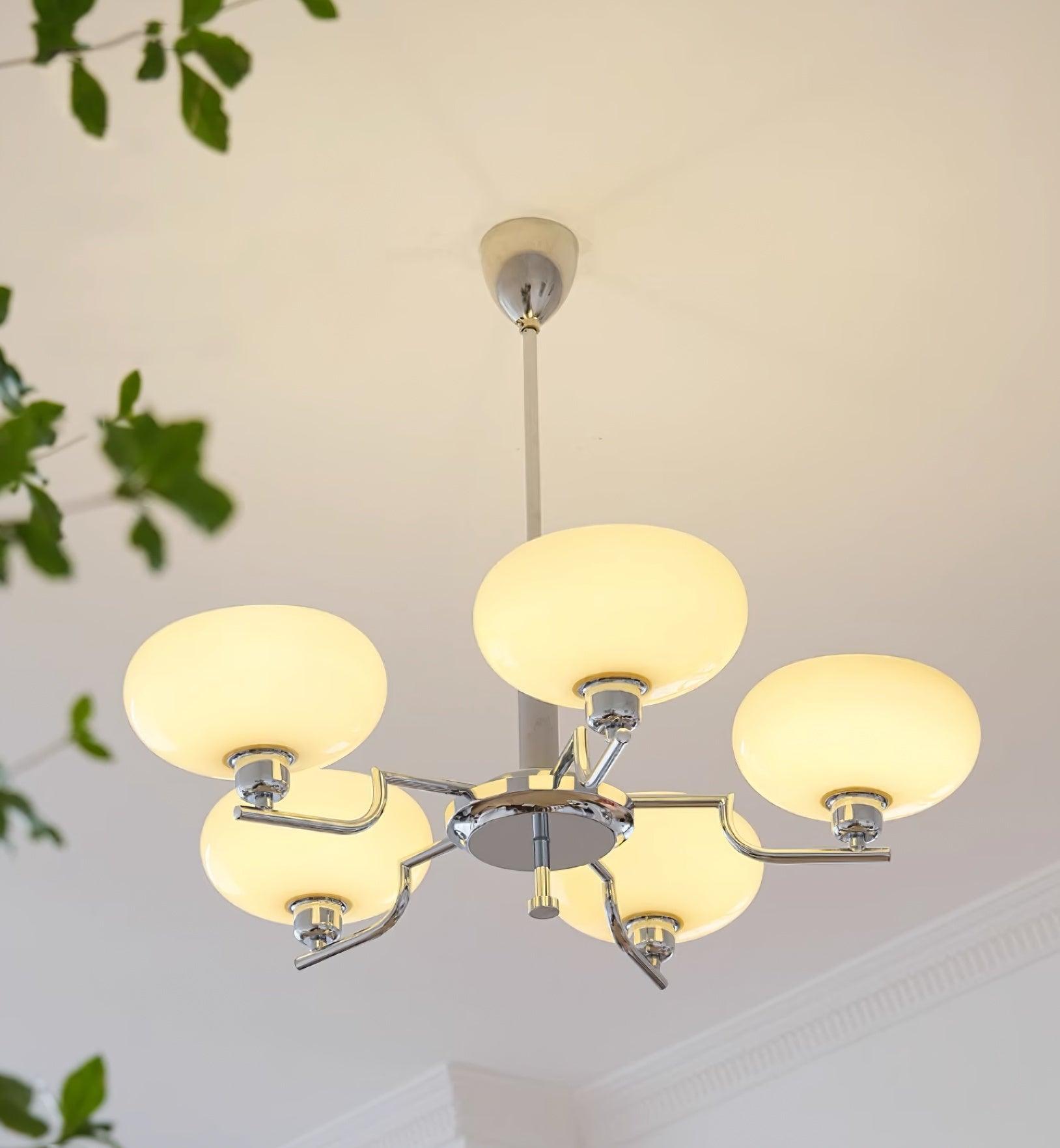 3-Light Opal Glass Globe Chandelier With Brass Frame