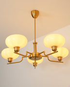 3-Light Opal Glass Globe Chandelier With Brass Frame