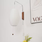Ribbed Oval Wall Sconce With Pull Chain And Curved Arm