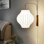 Ribbed Oval Wall Sconce With Pull Chain And Curved Arm