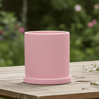 Matte Ceramic Flower Pot with Drainage Hole and Matching Saucer Cylinder Plant Pot for Indoor Houseplants | Herbs and Succulents