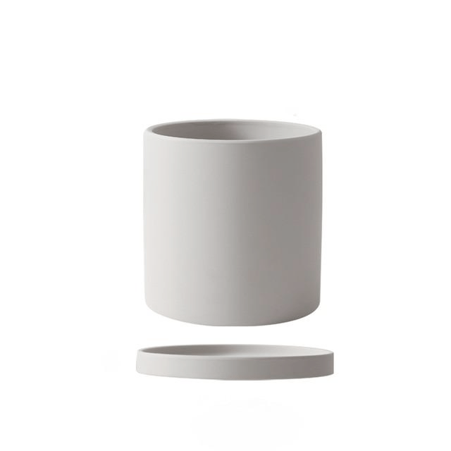 Matte Ceramic Flower Pot with Drainage Hole and Matching Saucer Cylinder Plant Pot for Indoor Houseplants | Herbs and Succulents