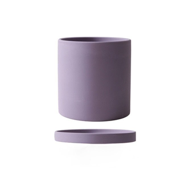 Matte Ceramic Flower Pot with Drainage Hole and Matching Saucer Cylinder Plant Pot for Indoor Houseplants | Herbs and Succulents
