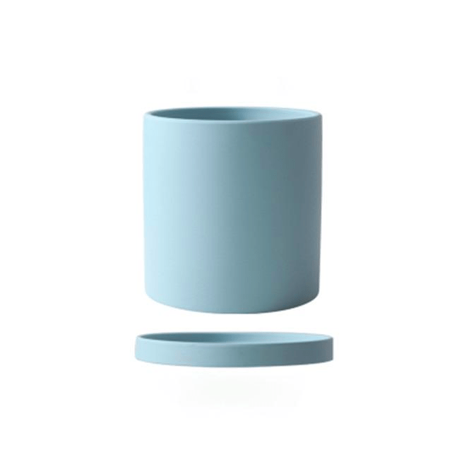 Matte Ceramic Flower Pot with Drainage Hole and Matching Saucer Cylinder Plant Pot for Indoor Houseplants | Herbs and Succulents