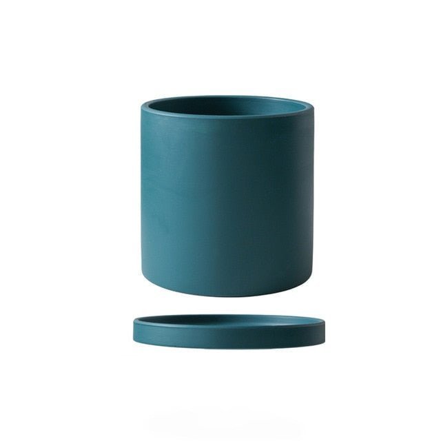 Matte Ceramic Flower Pot with Drainage Hole and Matching Saucer Cylinder Plant Pot for Indoor Houseplants | Herbs and Succulents