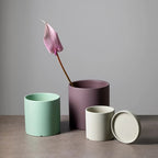 Matte Ceramic Flower Pot with Drainage Hole and Matching Saucer Cylinder Plant Pot for Indoor Houseplants | Herbs and Succulents