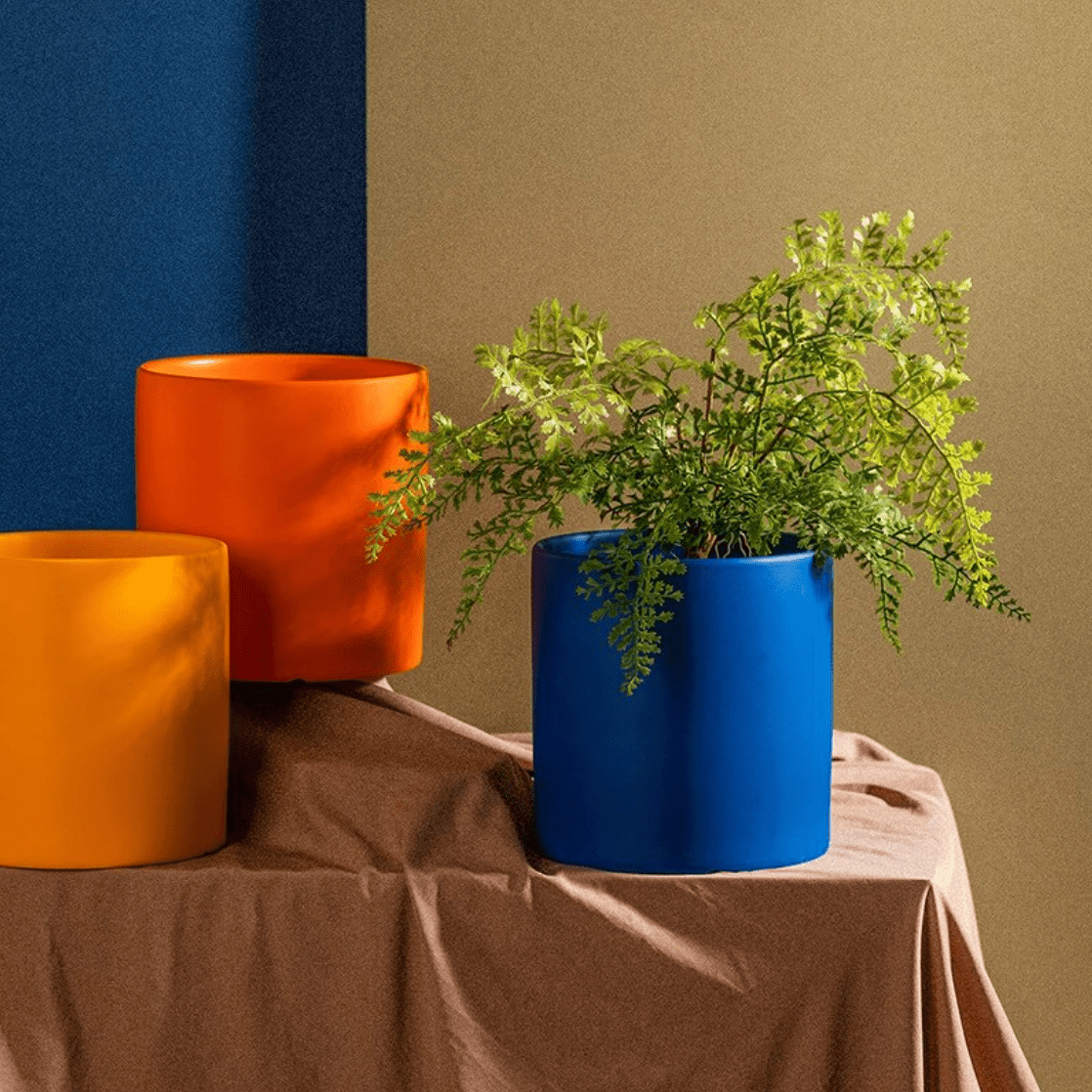 Matte Ceramic Flower Pot with Drainage Hole and Matching Saucer Cylinder Plant Pot for Indoor Houseplants | Herbs and Succulents