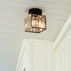 1-Light Flush Mount K9 Crystal Glass Hallway Ceiling Light