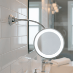LED Magnifying Makeup Mirror with Suction Cup and Flexible Gooseneck Arm Illuminated High Magnification Vanity Mirror Battery Operated for Bathroom
