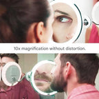 LED Magnifying Makeup Mirror with Suction Cup and Flexible Gooseneck Arm Illuminated High Magnification Vanity Mirror Battery Operated for Bathroom