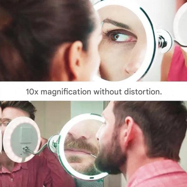 LED Magnifying Makeup Mirror with Suction Cup and Flexible Gooseneck Arm Illuminated High Magnification Vanity Mirror Battery Operated for Bathroom