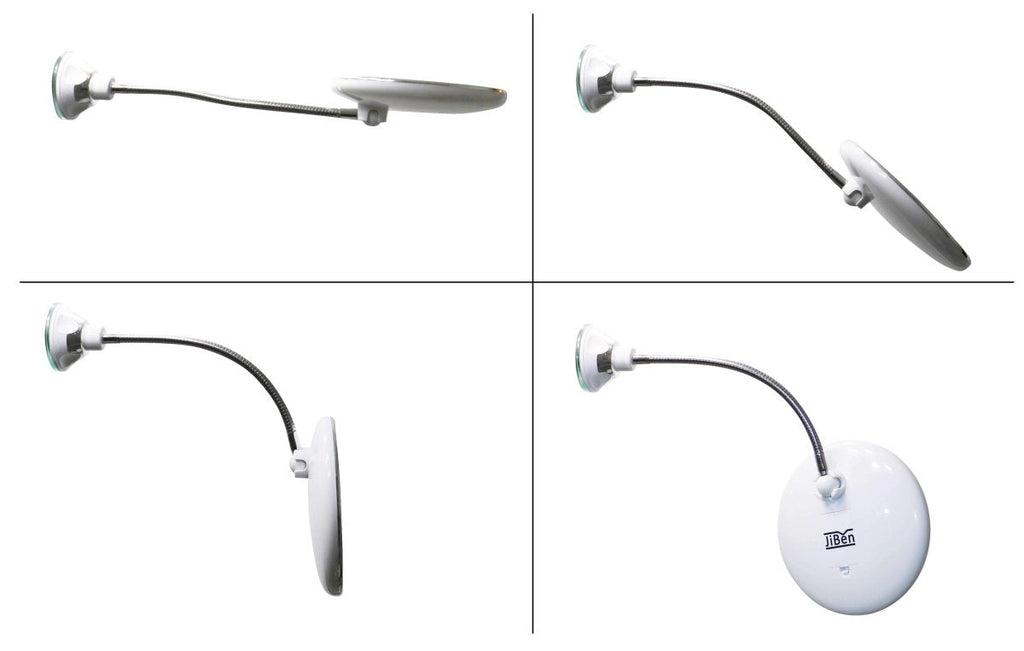 LED Magnifying Makeup Mirror with Suction Cup and Flexible Gooseneck Arm Illuminated High Magnification Vanity Mirror Battery Operated for Bathroom
