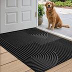 Absorbent Washable Mat Non-Slip Quick-Drying Microfibre Doormat with Flowing Line Pattern
