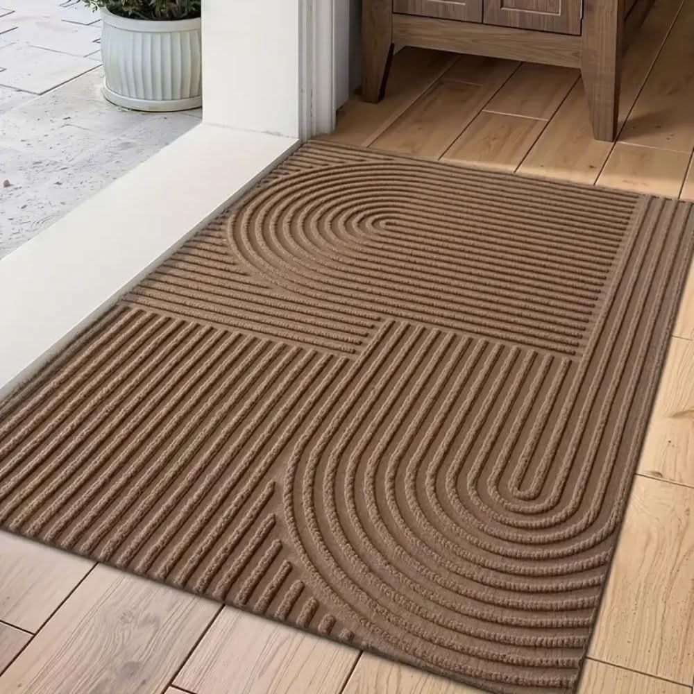 Absorbent Washable Mat Non-Slip Quick-Drying Microfibre Doormat with Flowing Line Pattern
