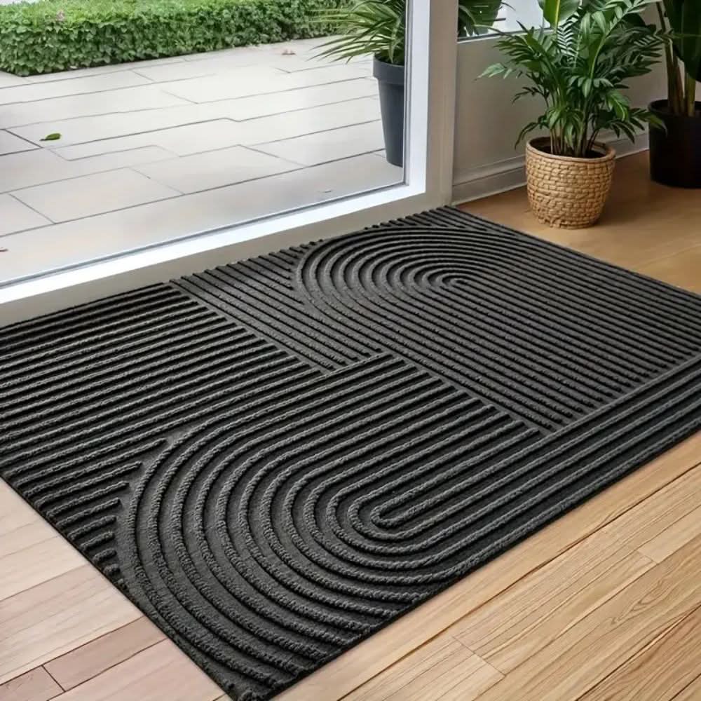 Absorbent Washable Mat Non-Slip Quick-Drying Microfibre Doormat with Flowing Line Pattern