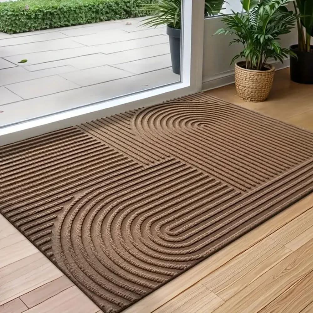 Absorbent Washable Mat Non-Slip Quick-Drying Microfibre Doormat with Flowing Line Pattern