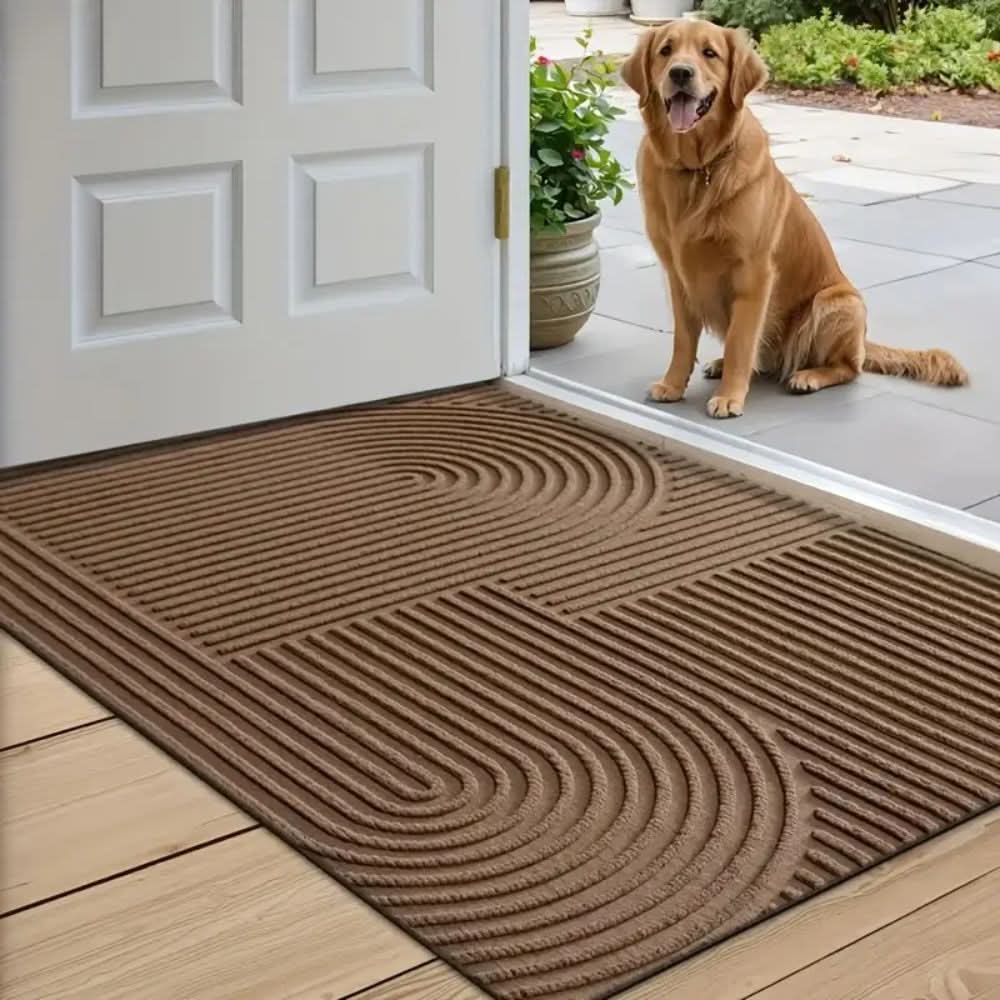Absorbent Washable Mat Non-Slip Quick-Drying Microfibre Doormat with Flowing Line Pattern