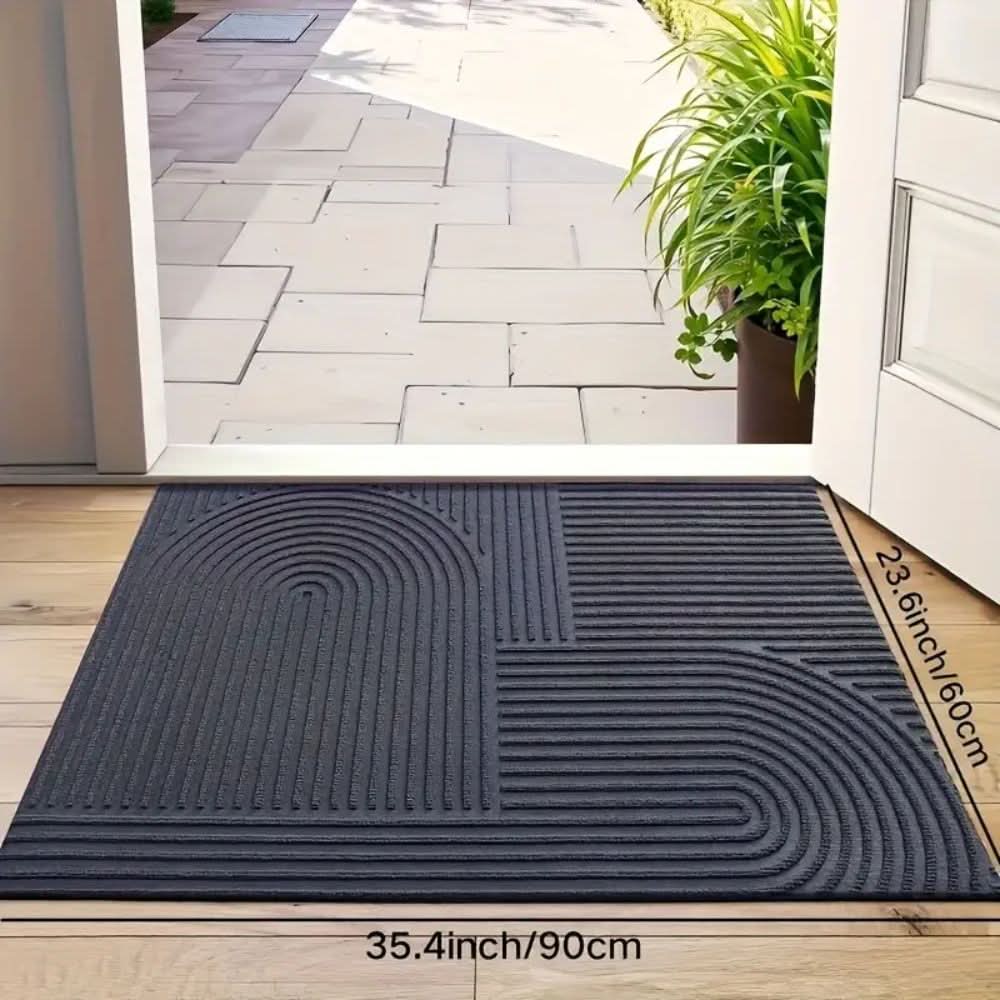 Absorbent Washable Mat Non-Slip Quick-Drying Microfibre Doormat with Flowing Line Pattern