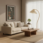 Curved Wooden Floor Lamp With Pleated Shade