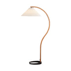 Curved Wooden Floor Lamp With Pleated Shade