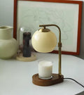 Modern Wood And Glass Table Lamp With Warm LED Glow in Beige — Ashbury Home & Living