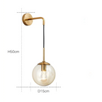 Hanging Glass Globe Wall Light Sconce With Swing Arm