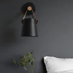 Wood Bar Hanging Shade Wall Light With Strap LED Light