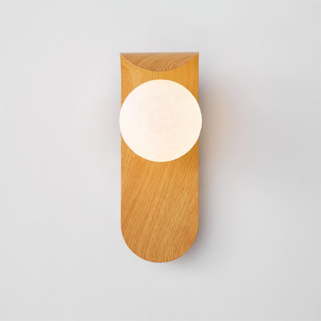 Wood Wall Light With Opal Globe Shade