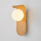 Wood Wall Light With Opal Globe Shade