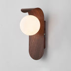 Wood Wall Light With Opal Globe Shade